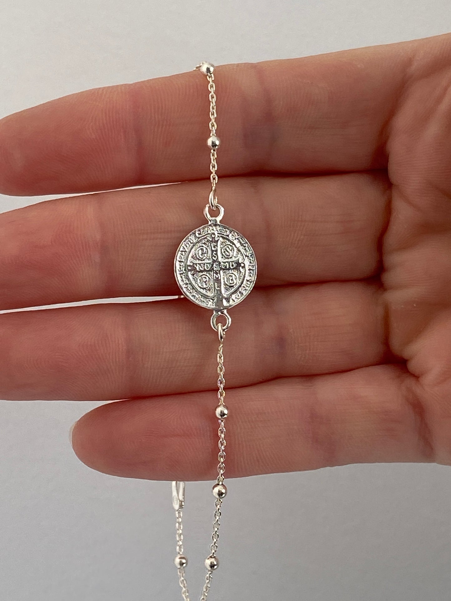 Pulsera Plata Con San Benito