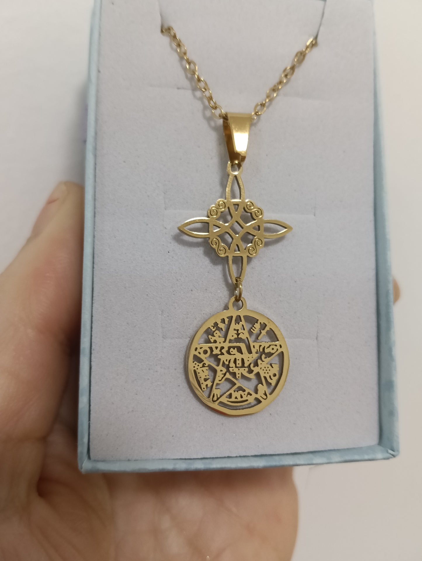 Colgante doble protección 🪬 dorado