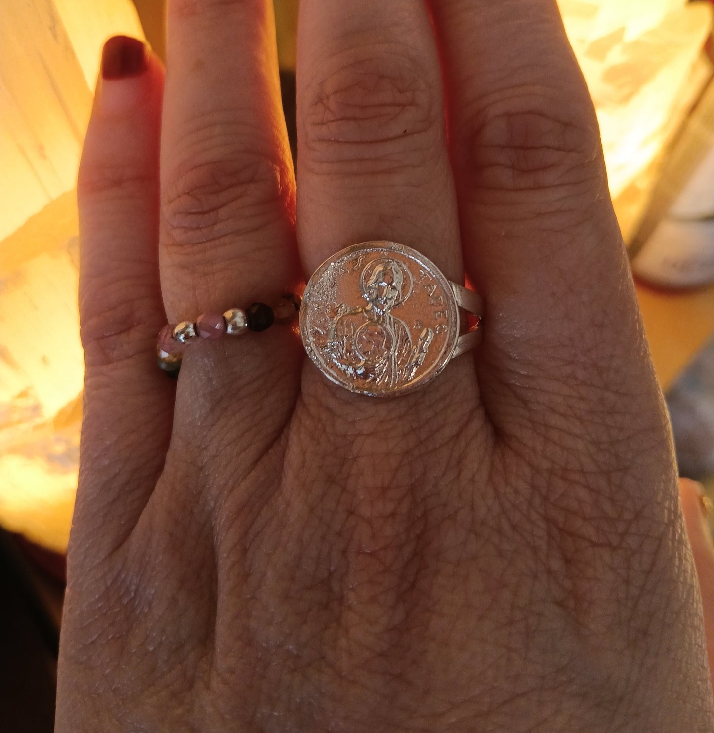 Anillo en plata San Judas Tadeo ( ajustable)