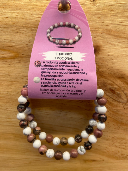 Pulsera "Equilibrio Emocional" Rodonita y Howlita
