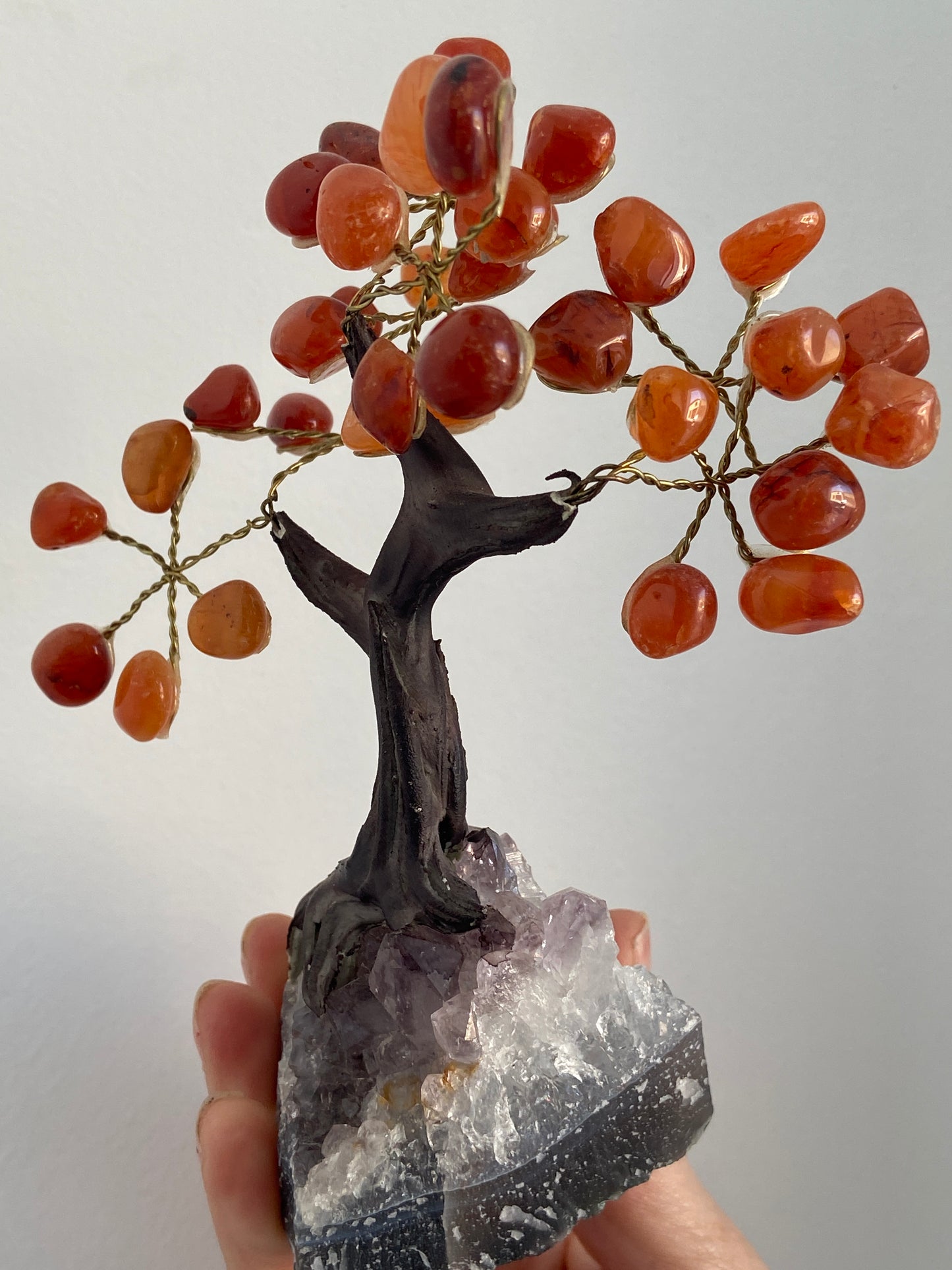 Árbol Cornalina Con Base Drusa Amatista 16cm