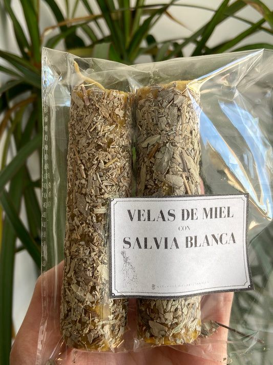 Pack 2 Velas Miel Con Salvia Blanca