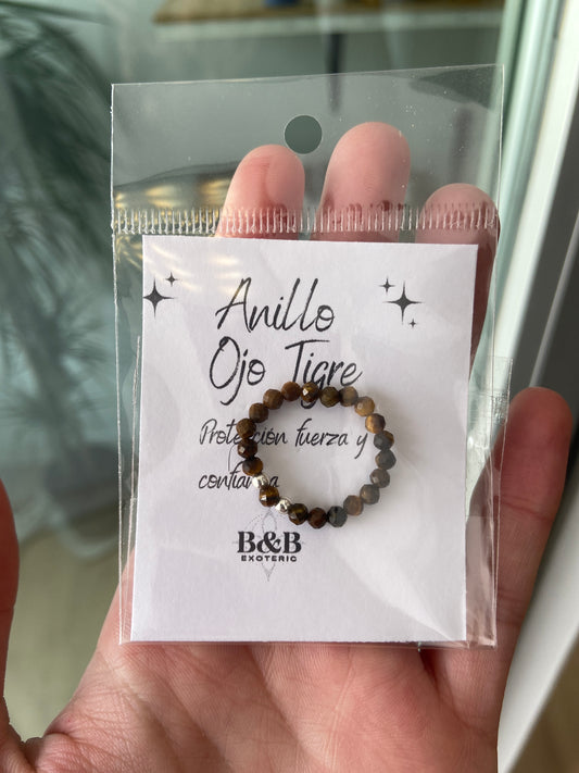 Anillo Elastico Facetado Ojo De Tigre