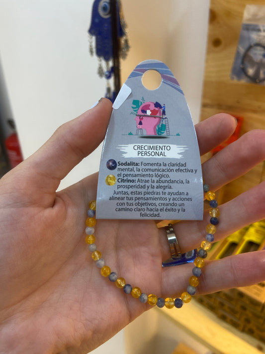 Pulsera "Crecimiento Personal" Sodalita y Citrino