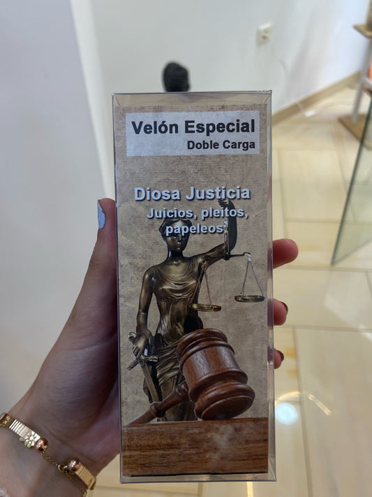 Velón Especial Doble Carga Diosa Justicia