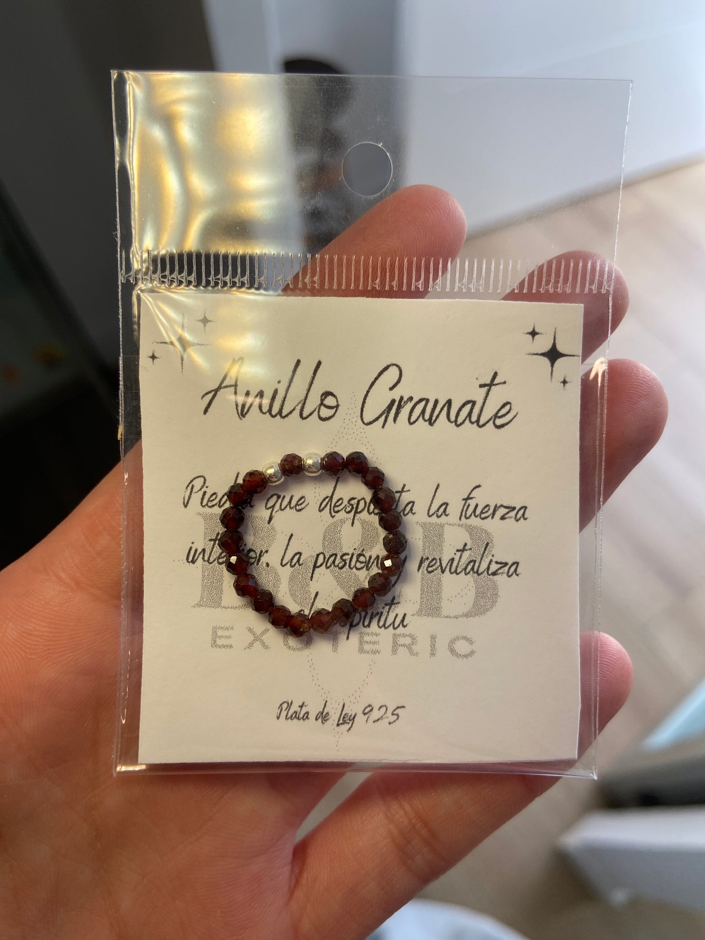 Anillo Elastico Granate con Plata