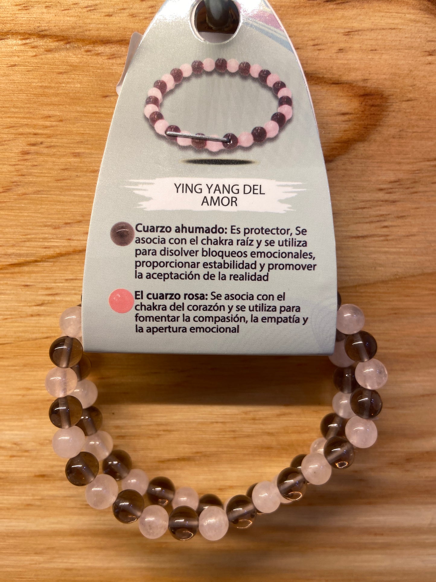 Pulsera "Ying Yang del Amor" Cuarzo Ahumado y Cuarzo Rosa