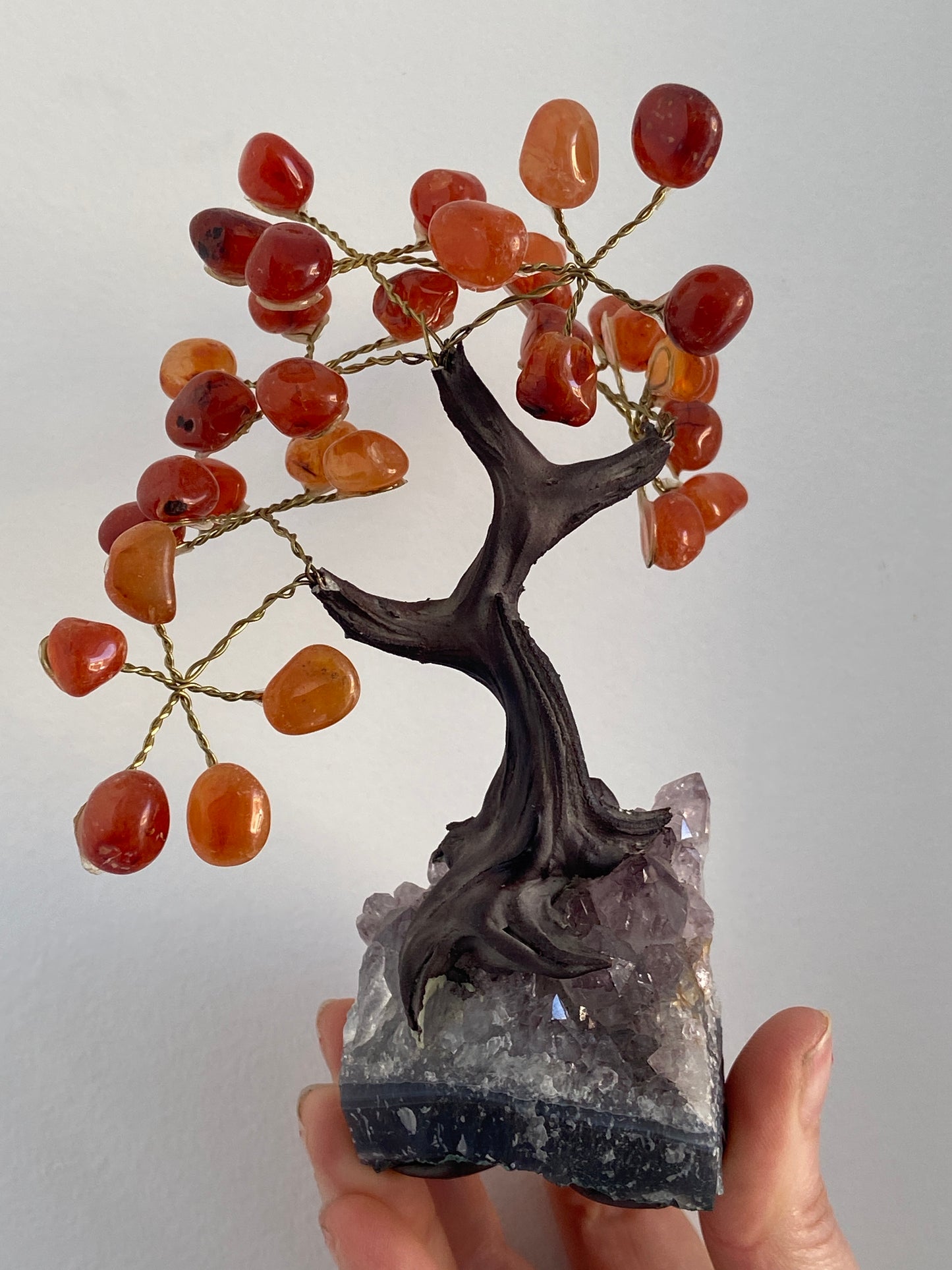 Árbol Cornalina Con Base Drusa Amatista 16cm