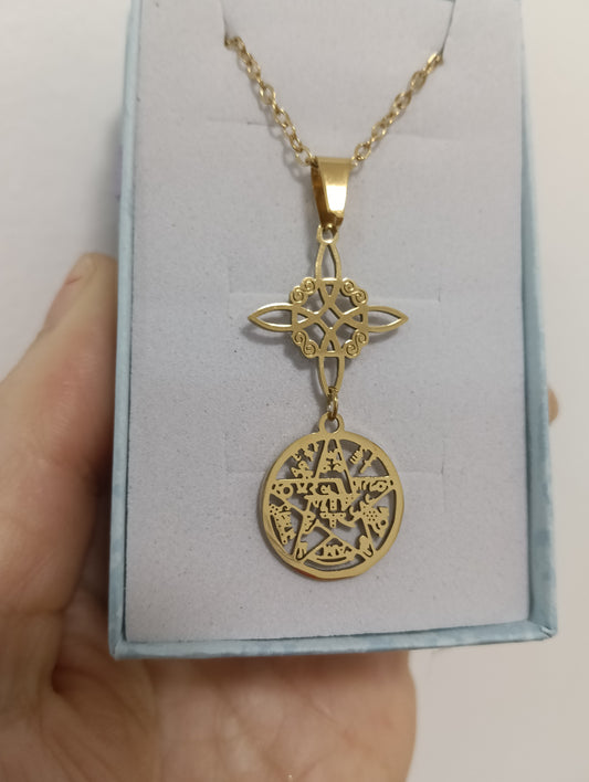 Colgante doble protección 🪬 dorado