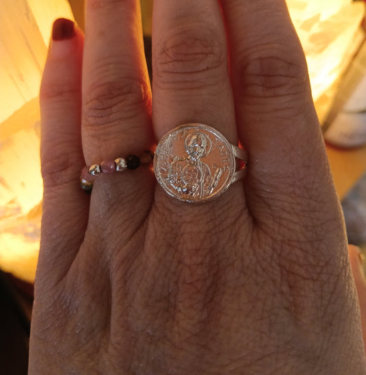 Anillo en plata San Judas Tadeo ( ajustable)