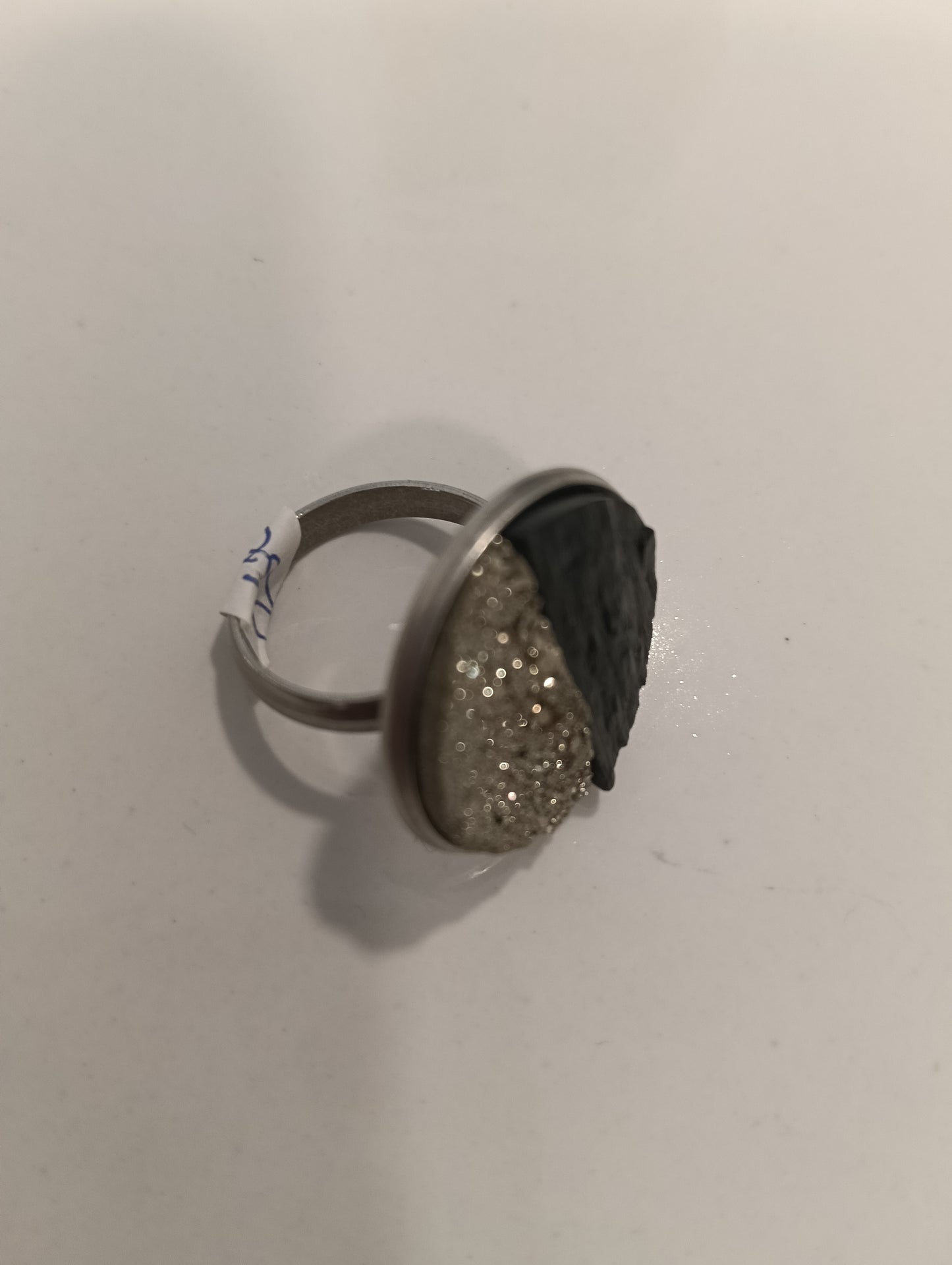 Anillo ajustable acero, turmanila y pirita ✨🪬