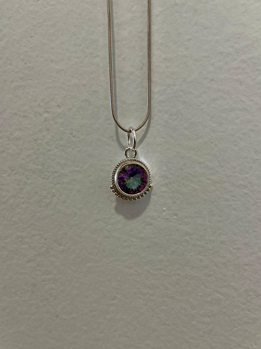 Colgante topacio mistico ( incluye cadena) plata 925